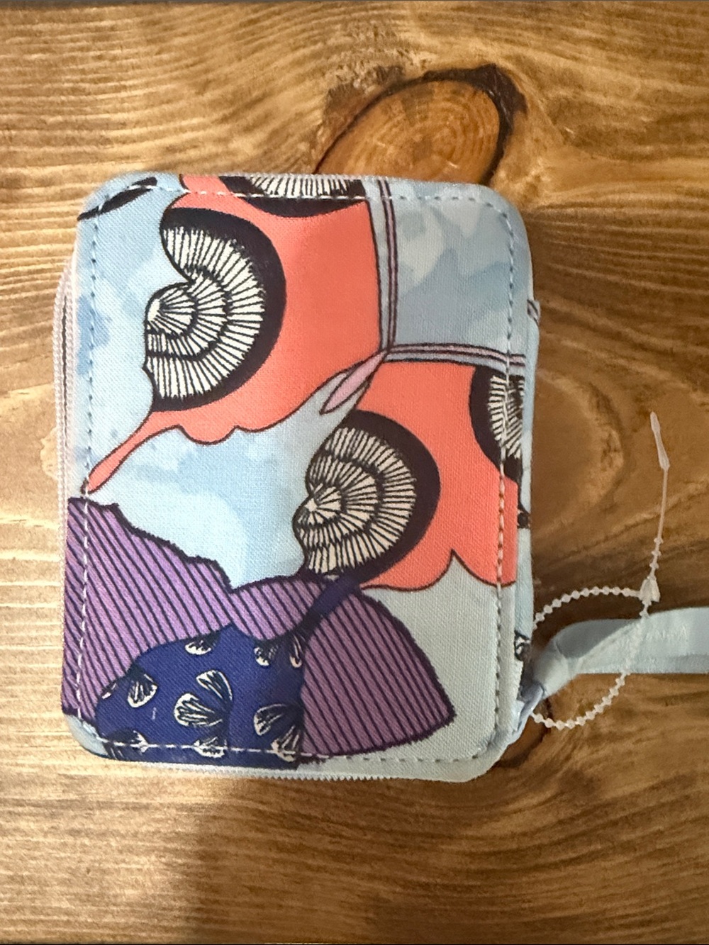 Vera Bradley Light Blue Cosmetic Case with Purple and Coral Floral Accents - Picture 4 of 5